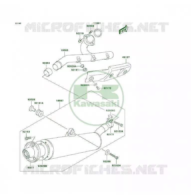 EXHAUST Kawasaki QUAD 400 2006 KFX400  KSF400A6F