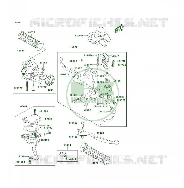 HANDLEBAR GRIP Kawasaki QUAD 400 2006 KFX400  KSF400A6F