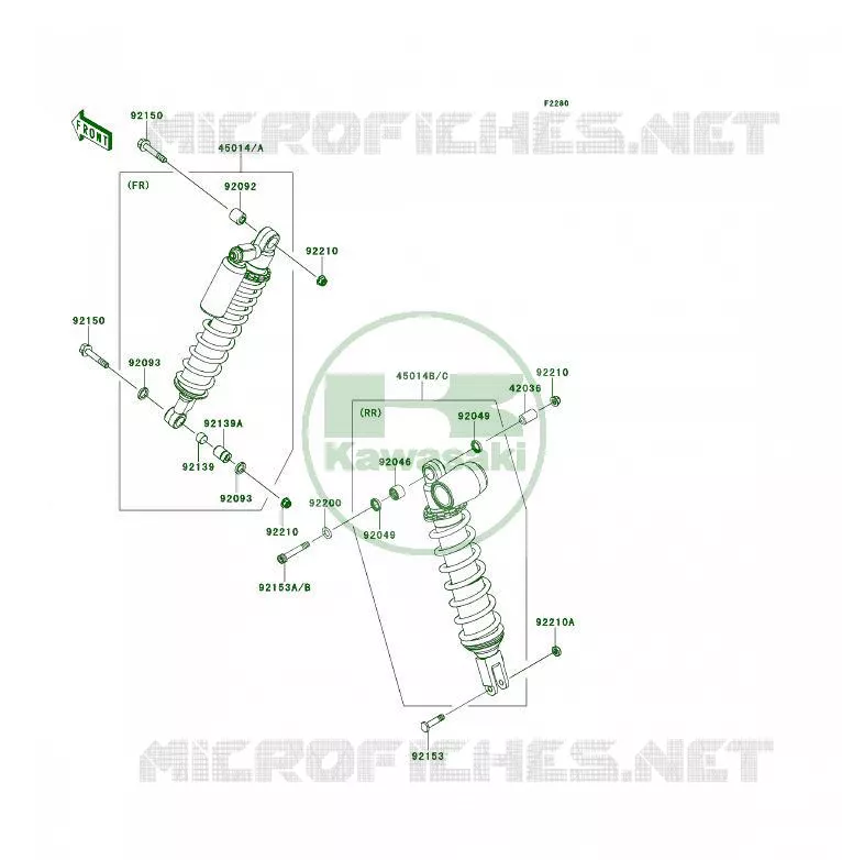SUSPENSION - SHOCK ABSORBER Kawasaki QUAD 450 2008 KFX450R  KSF450B8F