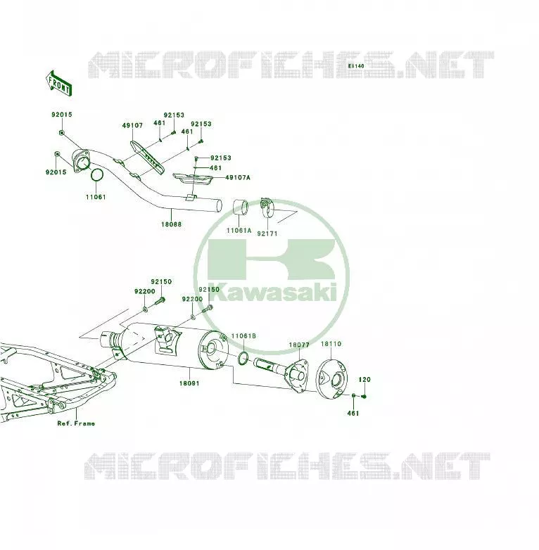 EXHAUST Kawasaki QUAD 450 2008 KFX450R  KSF450B8F