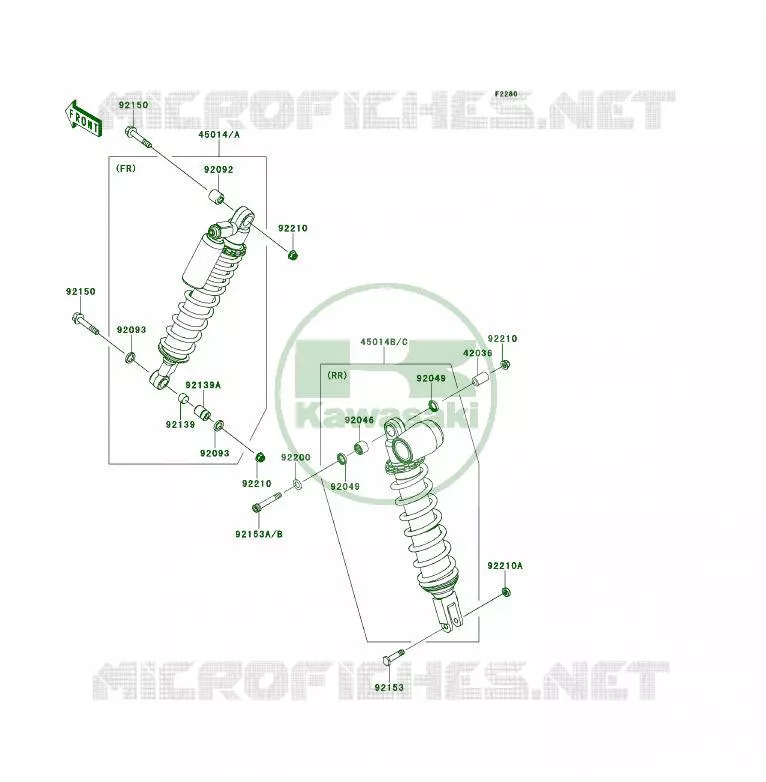 SUSPENSION - SHOCK ABSORBER Kawasaki QUAD 450 2009 KFX450R  KSF450B9F