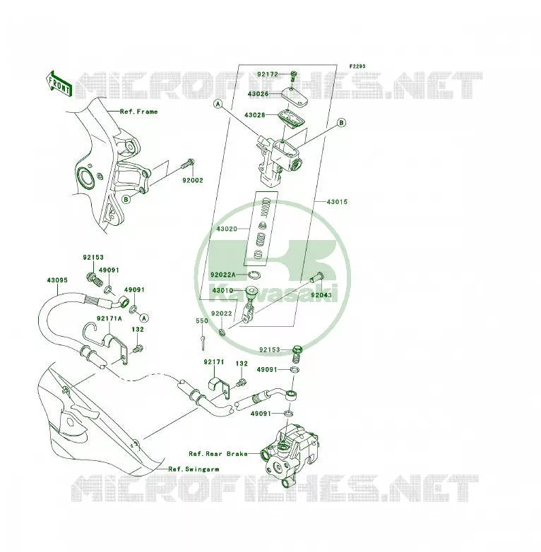 REAR MASTER CYLINDER Kawasaki QUAD 450 2009 KFX450R  KSF450B9F