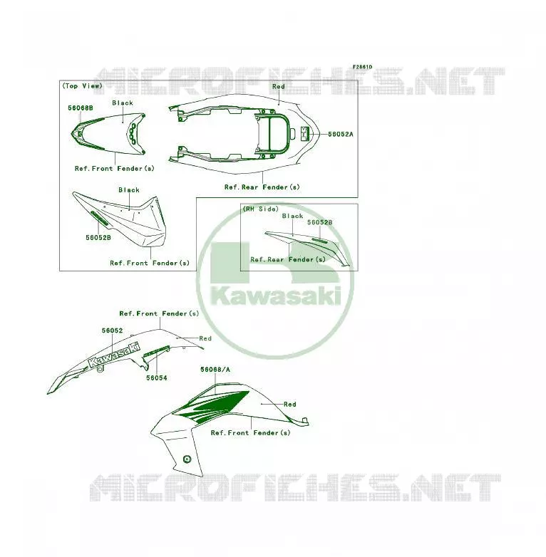 STICKER(RED) Kawasaki QUAD 450 2009 KFX450R  KSF450B9F