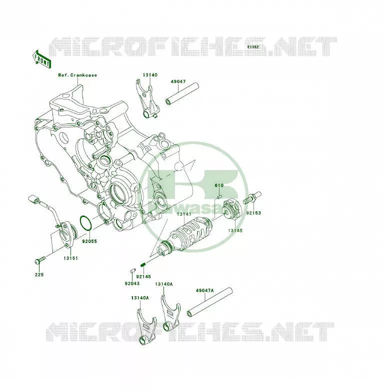 GEAR CHANGE DRUM - SHIFT FORKS Kawasaki QUAD 450 2009 KFX450R  KSF450B9F