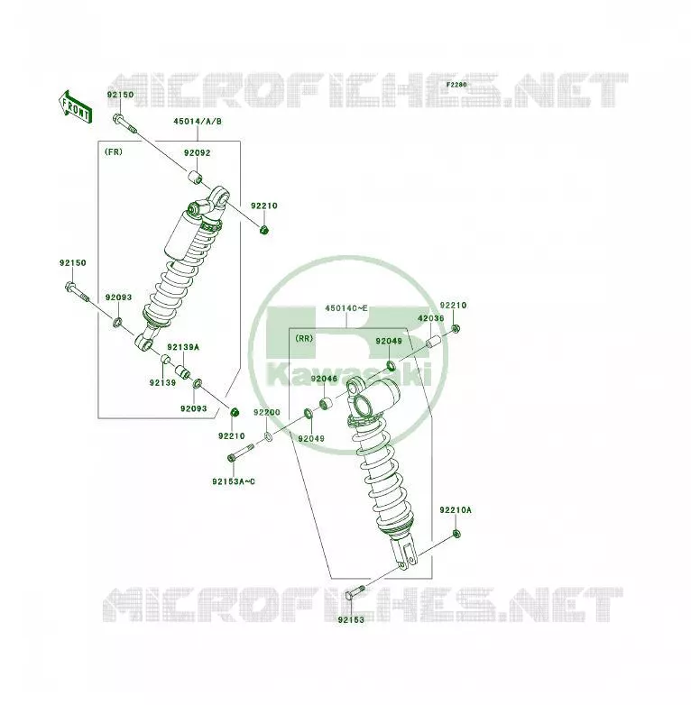 SUSPENSION - SHOCK ABSORBER Kawasaki QUAD 450 2009 KFX450R  KSF450B9FB