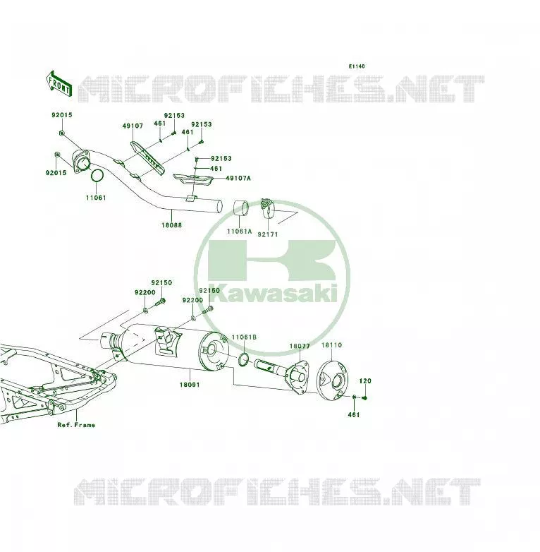 EXHAUST Kawasaki QUAD 450 2010 KFX450R  KSF450BAF