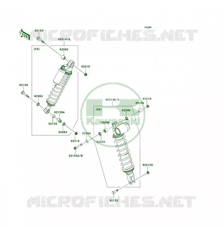 SUSPENSION - SHOCK ABSORBER Kawasaki QUAD 450 2010 KFX450R  KSF450BAF