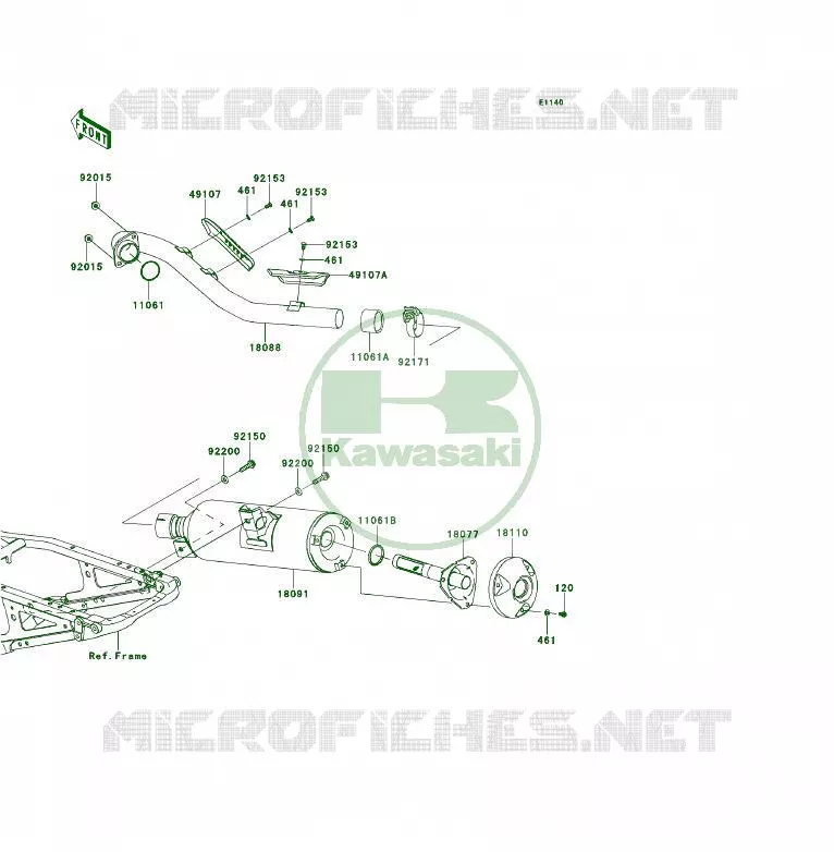 EXHAUST Kawasaki QUAD 450 2010 KFX450R  KSF450BAF