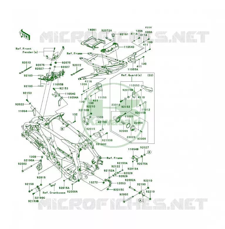 FRAME PARTS (COUVERTURE) Kawasaki QUAD 450 2013 KFX450R  KSF450BDF