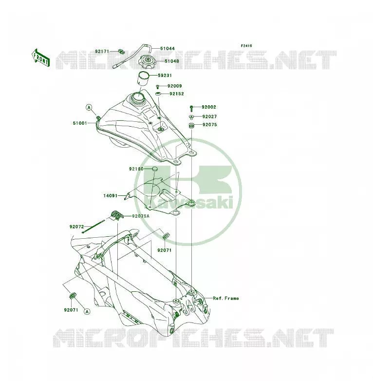 FUEL TANK Kawasaki QUAD 450 2013 KFX450R  KSF450BDF