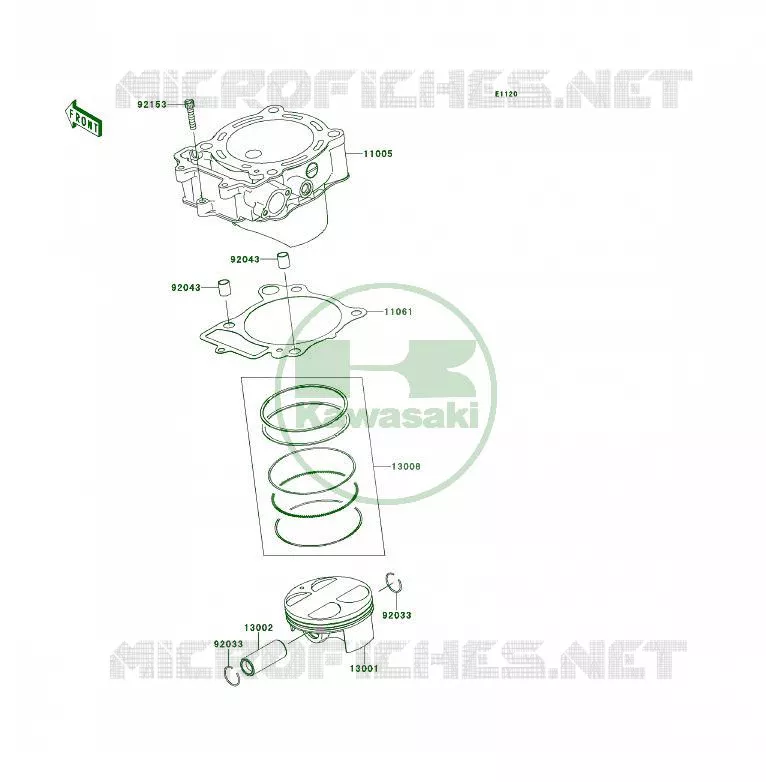 CYLINDER - PISTON  Kawasaki QUAD 450 2013 KFX450R  KSF450BDF