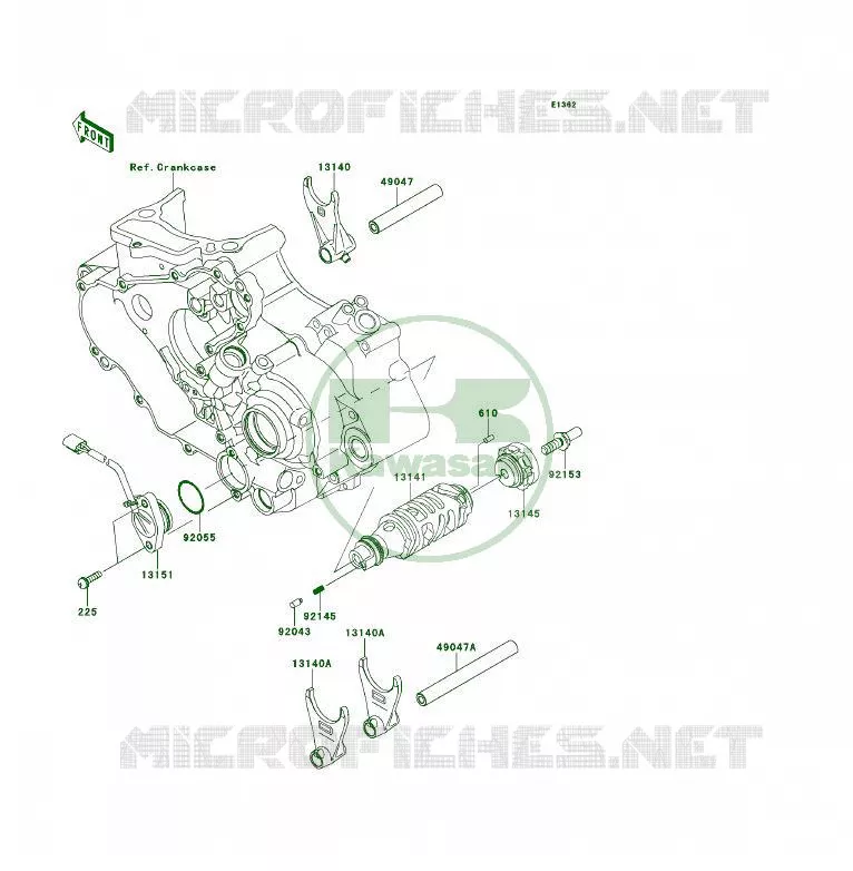 GEAR CHANGE DRUM - SHIFT FORKS Kawasaki QUAD 450 2013 KFX450R  KSF450BDF