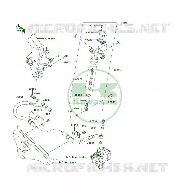 REAR MASTER CYLINDER Kawasaki QUAD 450 2013 KFX450R  KSF450BDF