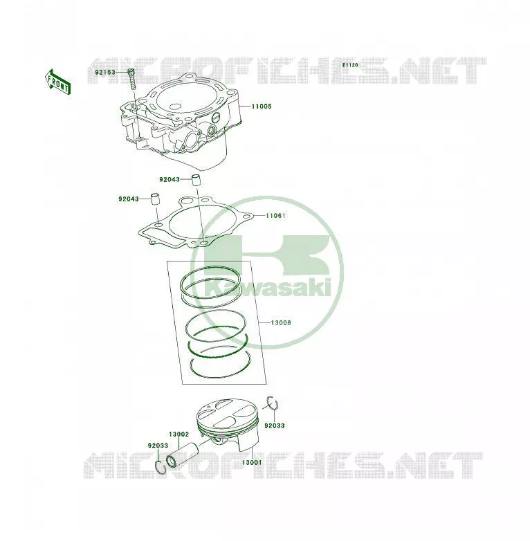 CYLINDER - PISTON  Kawasaki QUAD 450 2014 KFX450R  KSF450BEF