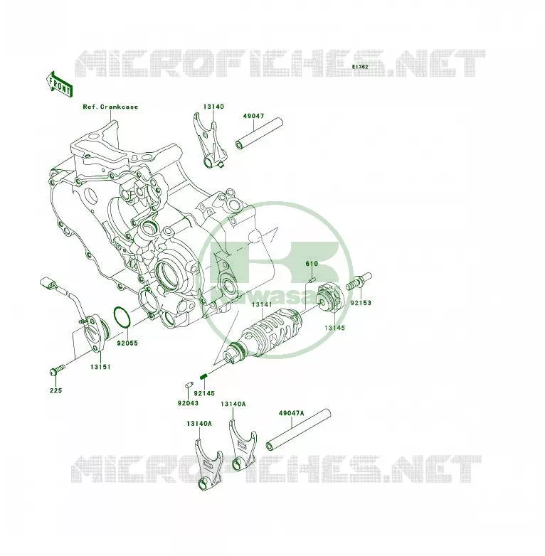 GEAR CHANGE DRUM - SHIFT FORKS Kawasaki QUAD 450 2014 KFX450R  KSF450BEF