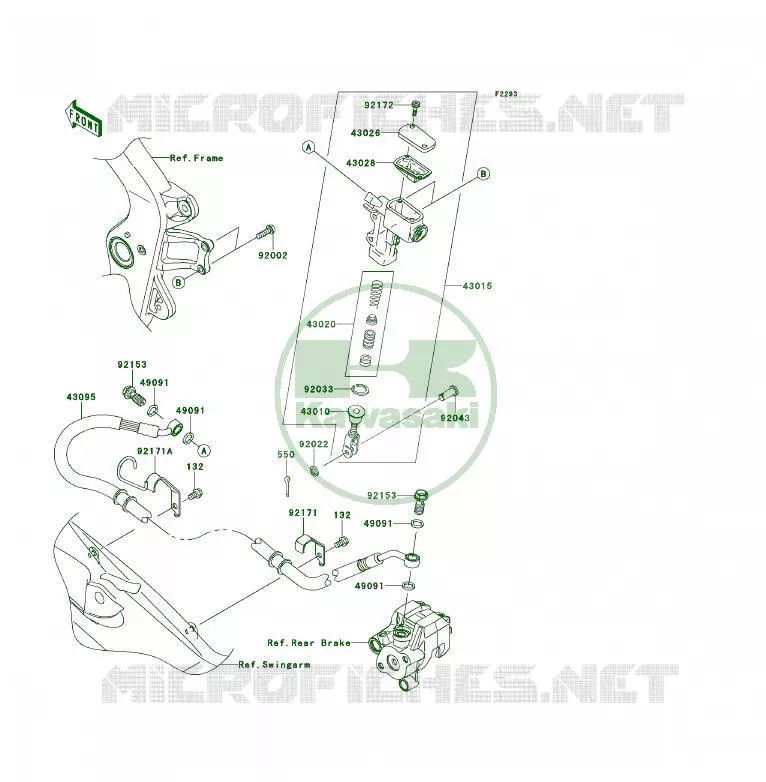 REAR MASTER CYLINDER Kawasaki QUAD 450 2014 KFX450R  KSF450BEF