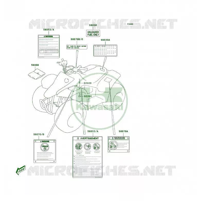 LABELS Kawasaki QUAD 50 2006 KFX50  KSF50A6F