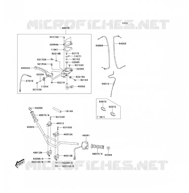 HANDLEBAR Kawasaki QUAD 90 2007 KFX90  KSF90A7F