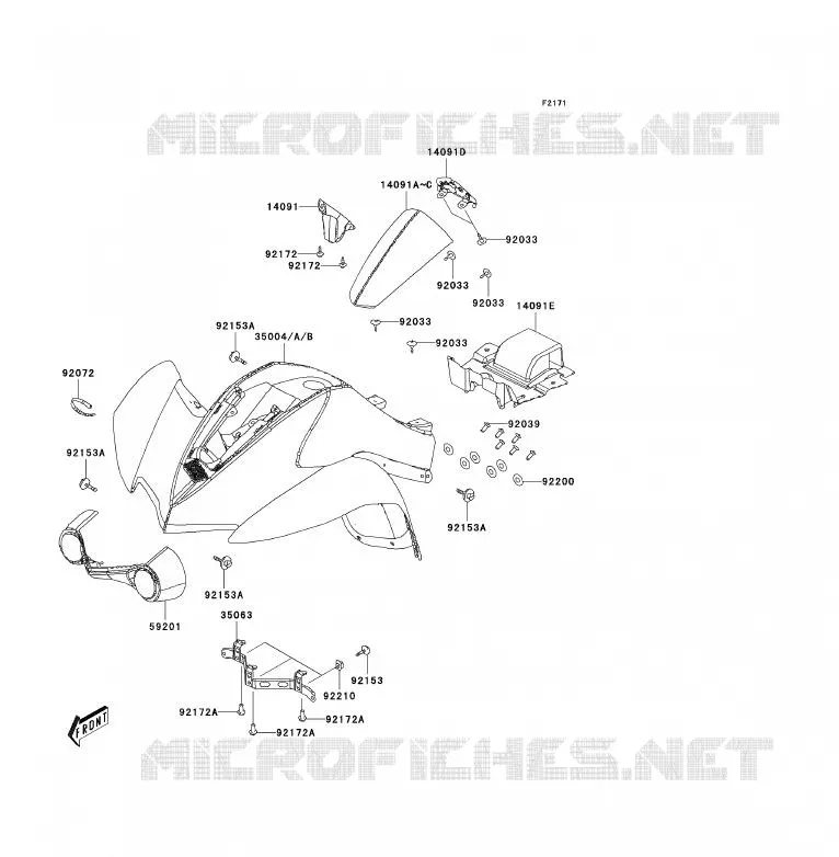 FRONT FENDER Kawasaki QUAD 90 2010 KFX90  KSF90AAF