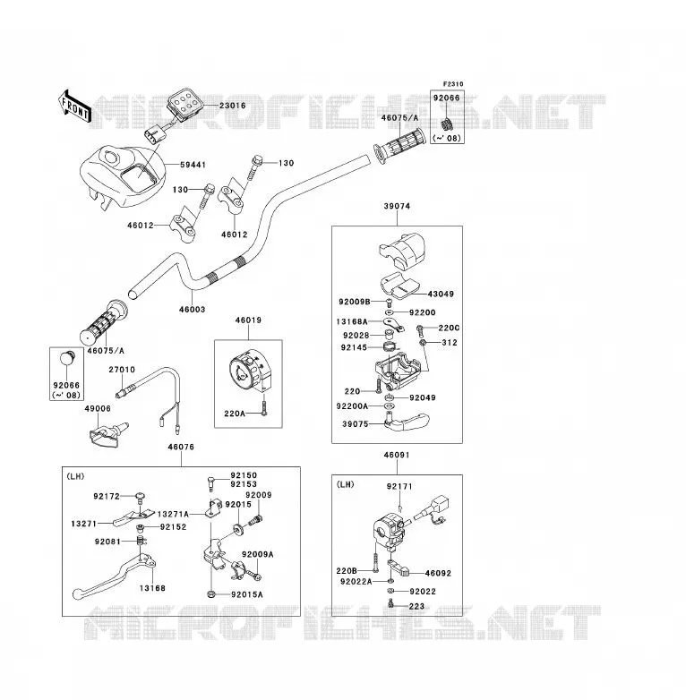 HANDLEBAR Kawasaki QUAD 700 2007 KFX700  KSV700A7F
