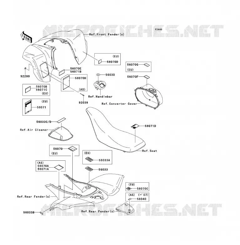LABELS Kawasaki QUAD 700 2007 KFX700  KSV700A7F