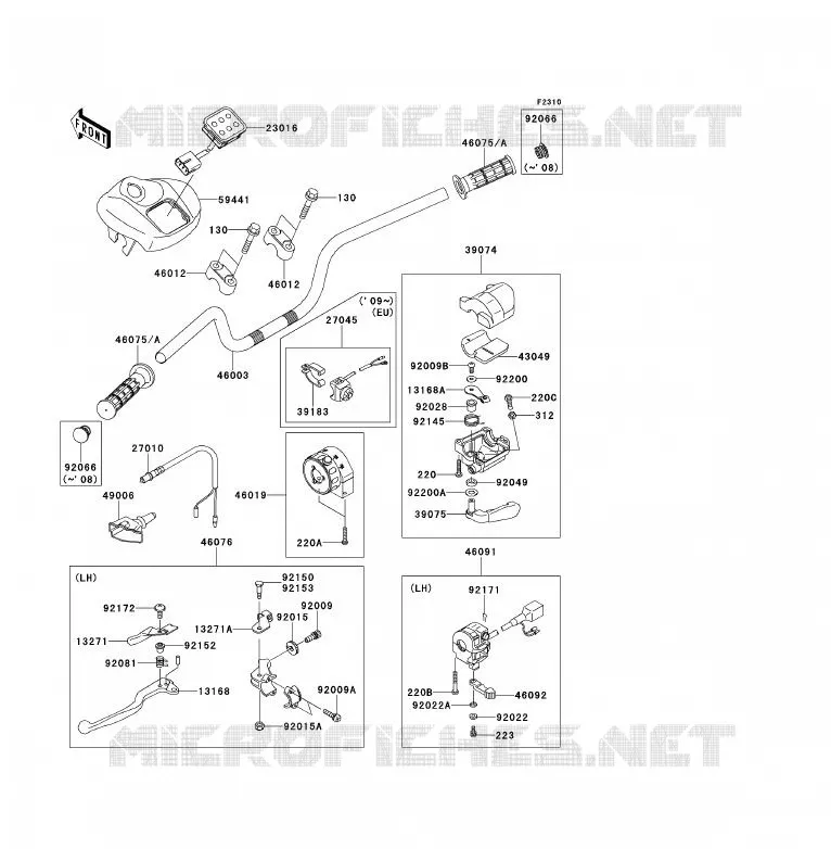 HANDLEBAR Kawasaki QUAD 700 2009 KFX700  KSV700A9F
