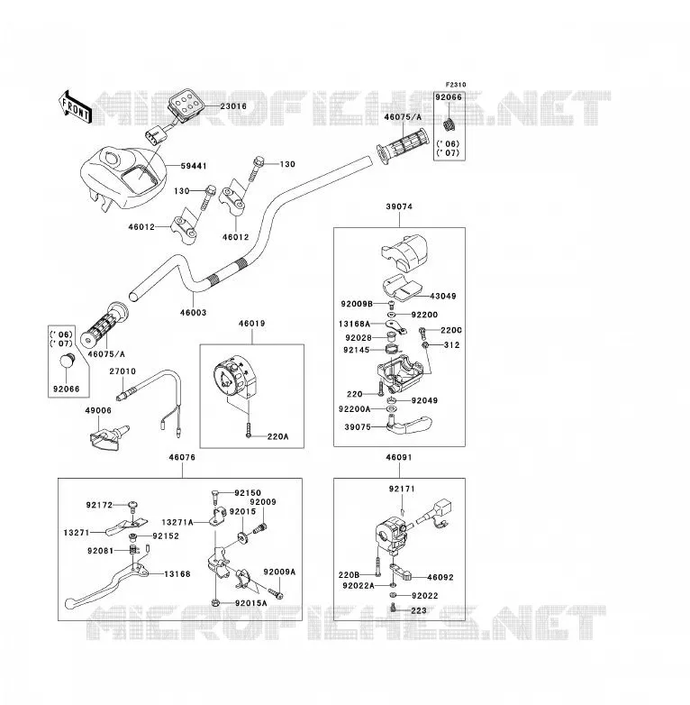 HANDLEBAR Kawasaki QUAD 700 2007 KFX700  KSV700B7F