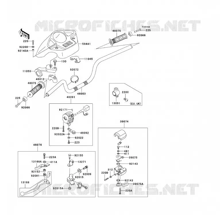 HANDLEBAR Kawasaki QUAD 300 2000 KVF300 4X4  KVF300-A2