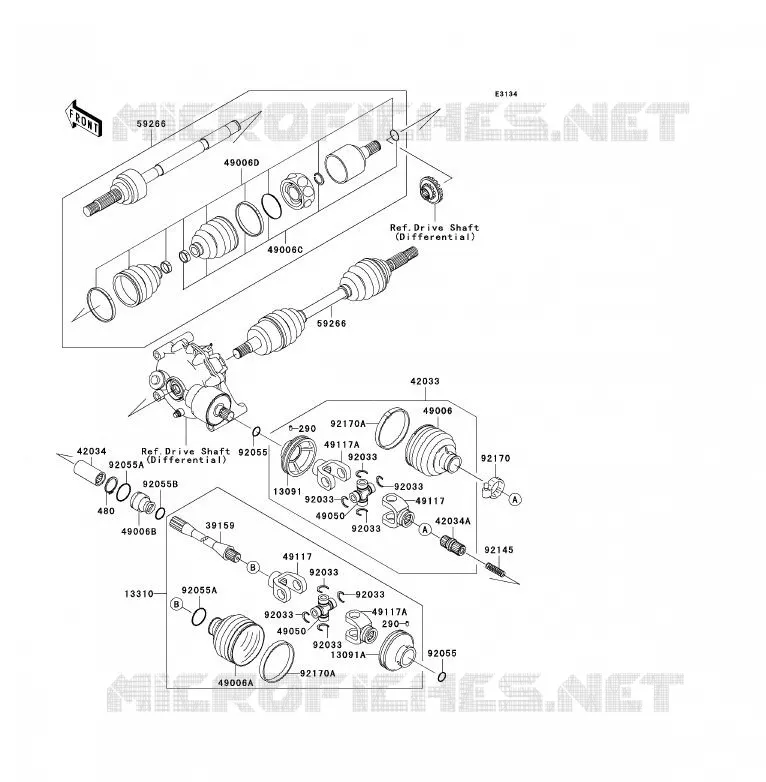 DRIVE SHAFT(AVANT) Kawasaki QUAD 300 2000 KVF300 4X4  KVF300-A2