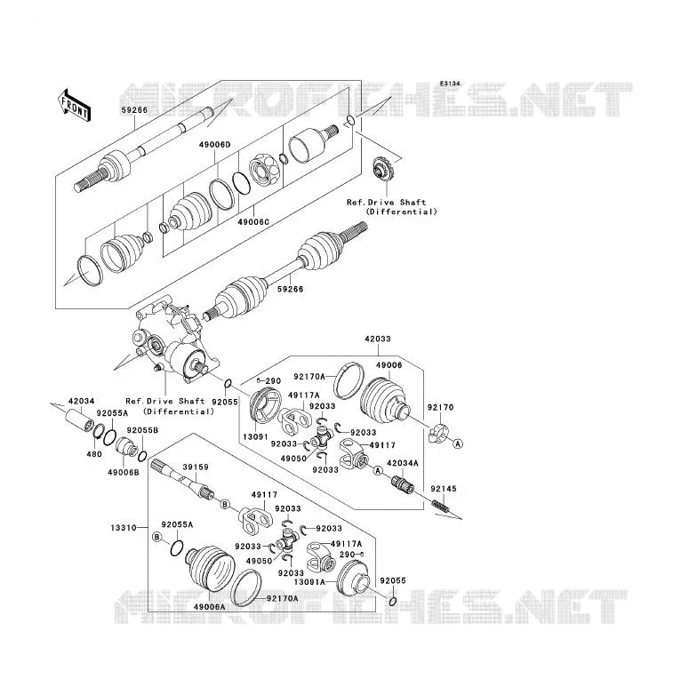 DRIVE SHAFT(AVANT) Kawasaki QUAD 300 2000 KVF300 4X4  KVF300-A2