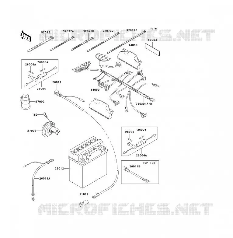 CHASSIS ELECTRICAL EQUIPMENT Kawasaki QUAD 300 2000 KVF300  KVF300-B2
