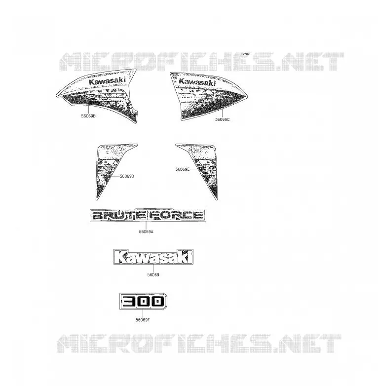 STICKER(RED) Kawasaki QUAD 300 2012 BRUTE FORCE 300  KVF300CCF