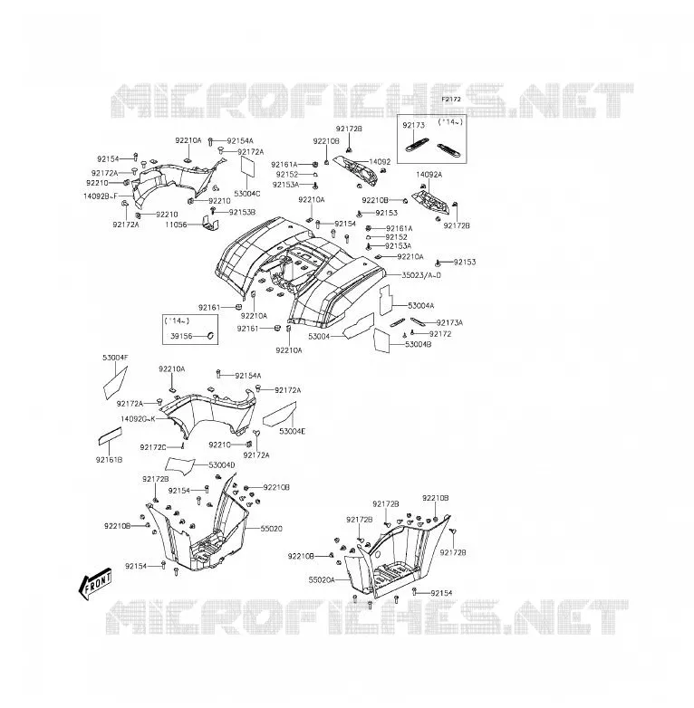 REAR FENDER Kawasaki QUAD 300 2013 BRUTE FORCE 300  KVF300CDF