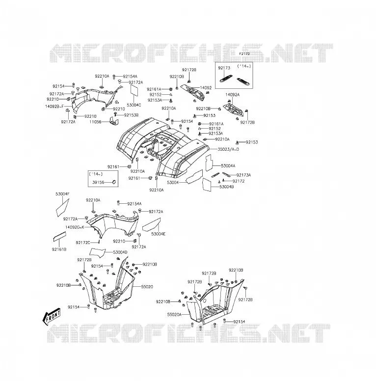 REAR FENDER Kawasaki QUAD 300 2014 BRUTE FORCE 300  KVF300CEF