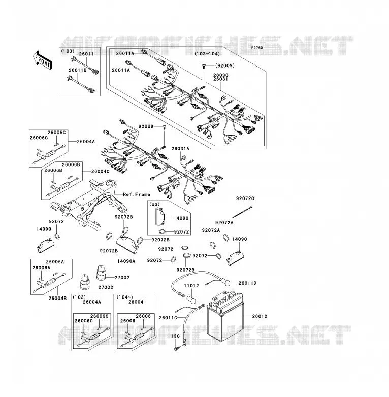 CHASSIS ELECTRICAL EQUIPMENT Kawasaki QUAD 360 2003 KVF360 4X4  KVF360-A1