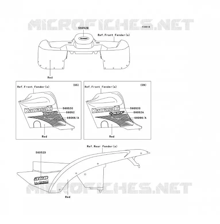 STICKER(RED) Kawasaki QUAD 360 2004 KVF360 4X4  KVF360-A2