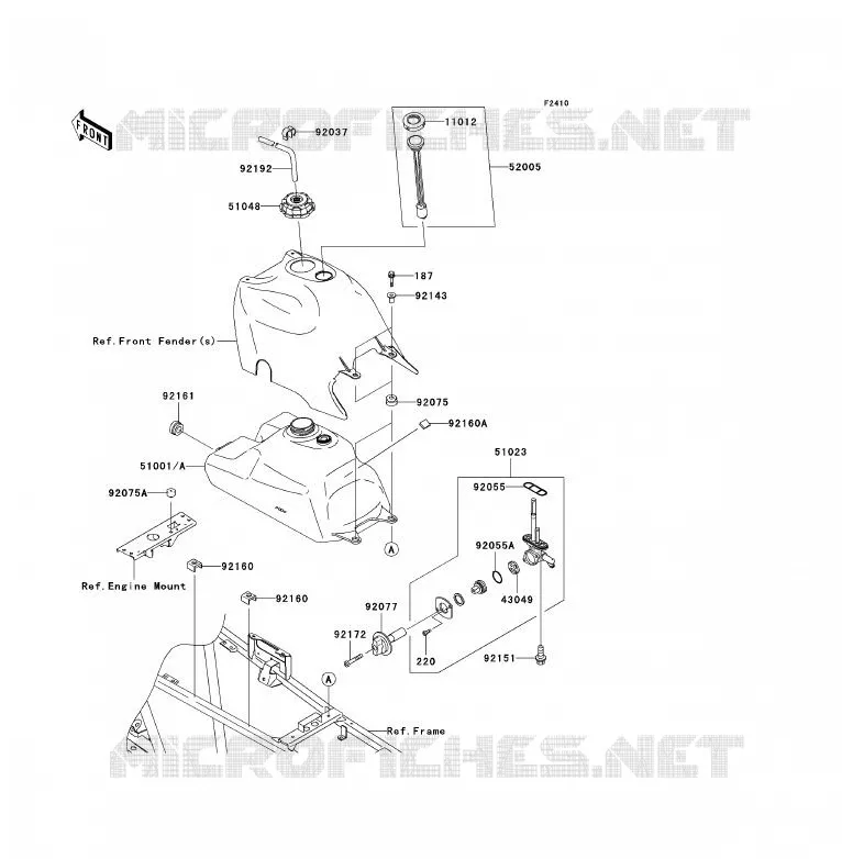 FUEL TANK Kawasaki QUAD 360 2007 KVF360 4X4  KVF360A7F