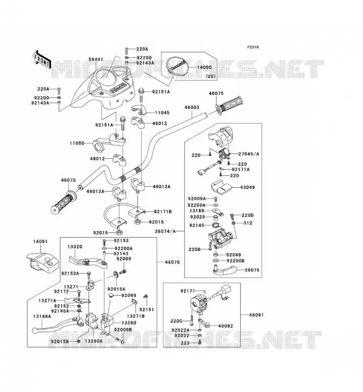 HANDLEBAR Kawasaki QUAD 360 2010 KVF360 4X4  KVF360AAF