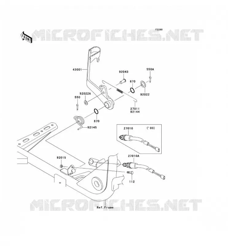 BRAKE PEDAL Kawasaki QUAD 360 2003 KVF360  KVF360-B1