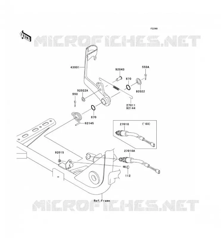 BRAKE PEDAL Kawasaki QUAD 360 2003 KVF360  KVF360-B1