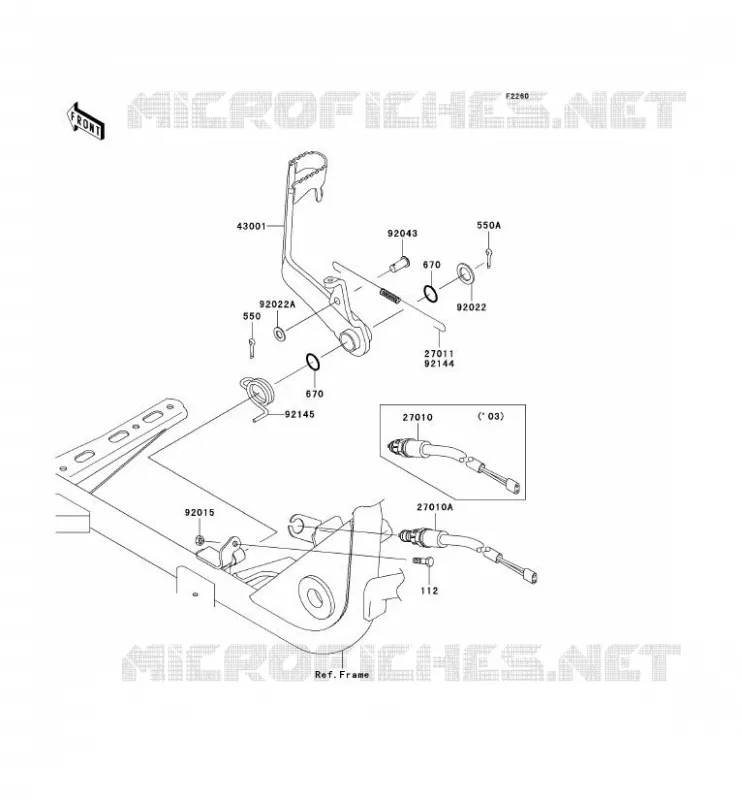BRAKE PEDAL Kawasaki QUAD 360 2003 KVF360  KVF360-B1