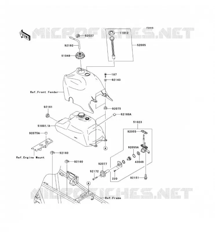 FUEL TANK Kawasaki QUAD 360 2007 KVF360  KVF360B7F