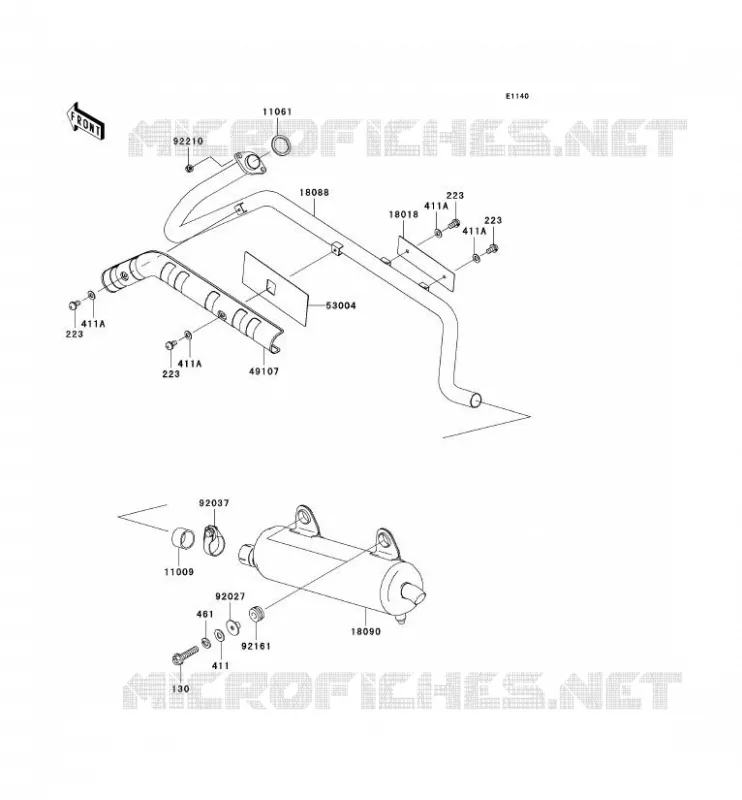 EXHAUST Kawasaki QUAD 360 2008 KVF360  KVF360B8F