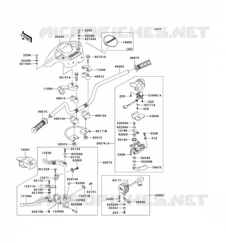 HANDLEBAR Kawasaki QUAD 360 2008 KVF360 4X4  KVF360C8F