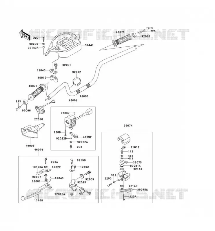 HANDLEBAR Kawasaki QUAD 400 1998 KVF400  KVF400-B1
