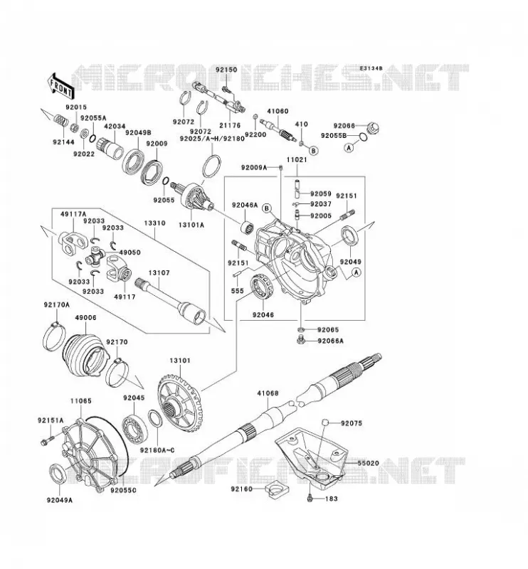 DRIVE SHAFT(ARRI&Egrave;RE) Kawasaki QUAD 400 2000 KVF400 4X4  KVF400-C2