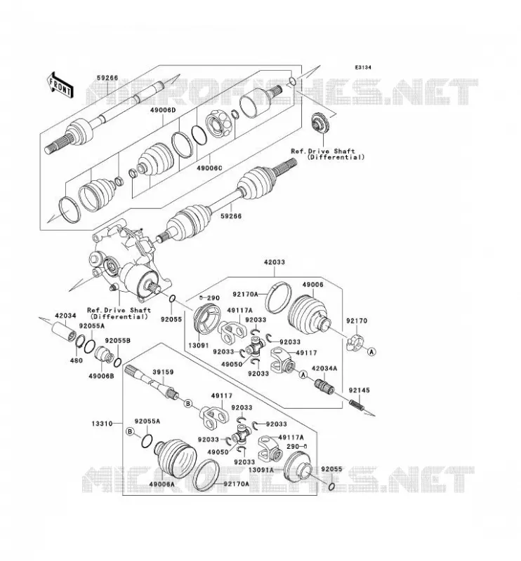 DRIVE SHAFT(AVANT) Kawasaki QUAD 400 2000 KVF400 4X4  KVF400-C2
