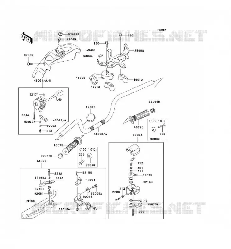 HANDLEBAR Kawasaki QUAD 400 2001 KVF400 4X4  KVF400-C3