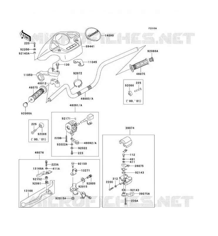 HANDLEBAR Kawasaki QUAD 400 2001 KVF400  KVF400-D3