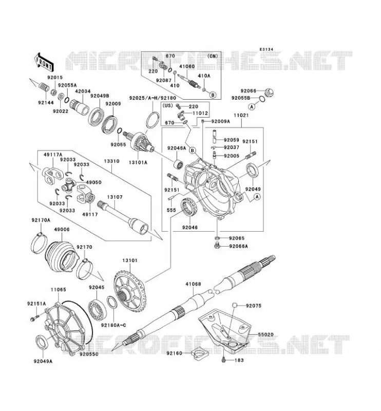 DRIVE SHAFT Kawasaki QUAD 400 2001 KVF400  KVF400-D3